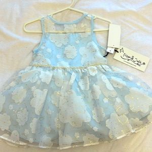 Light blue cloud print formal dress